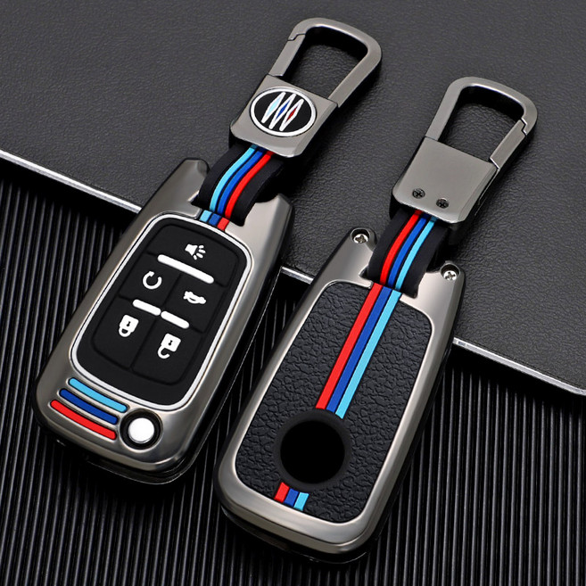 메탈릿 쉐보레 호환 메탈 키케이스 키커버 키링 키홀더 스파크 트랙스 말리부 크루즈 볼트, C-8(5버튼), 그레이