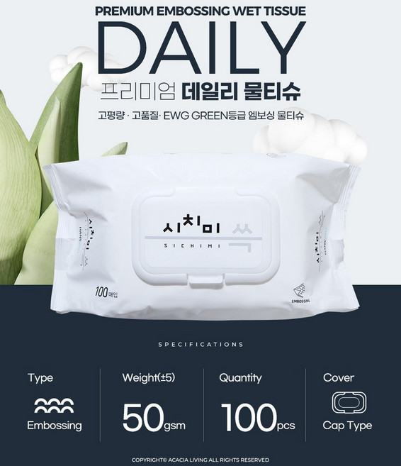 휴대용물티슈 청결용품 휴대용청결제 아기물티슈 아기피부케어 엠보싱 물티슈 100매 10팩, 데일리 물티슈 100매 10팩