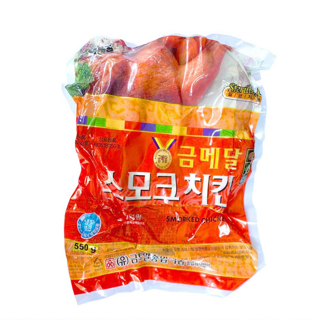 금메달 스모크치킨 훈제닭 살균제품 에어프라이어치킨 안주 야식 간편조리, 550g, 1개