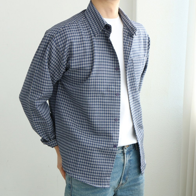 스타일리브 남자 체크 셔츠 남성 긴팔 남방