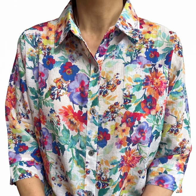 마그랜마 70대 80대 엄마 할머니 프리미엄 인견 7부 화사한 카라 남방 셔츠 여름 외출복 (감사엽서 패키지)