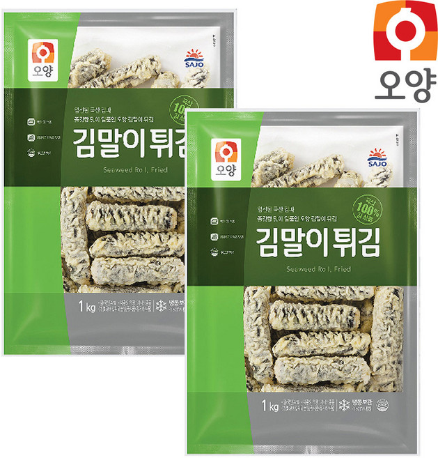 [1+1] 사조오양 김말이 튀김 1kg 2봉, 2세트