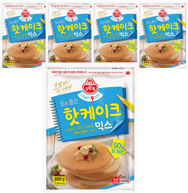 오뚜기 라이트 앤 조이 당을줄인 핫케이크 믹스, 800g, 5개