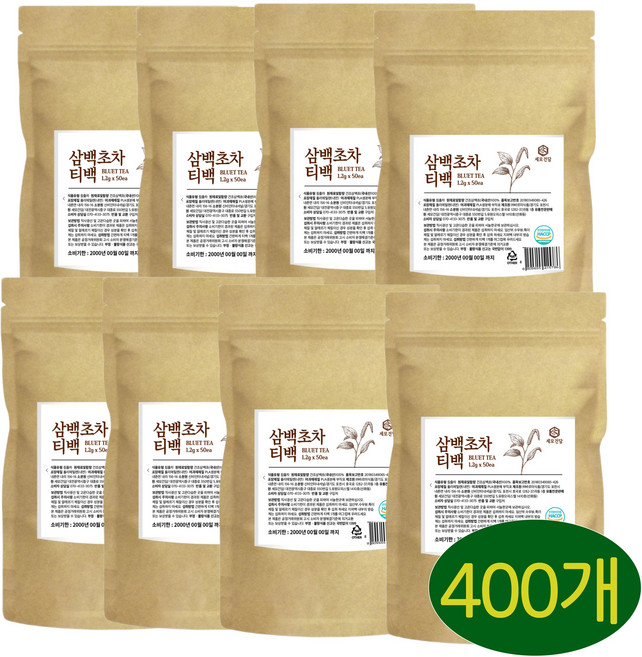 국산 삼백초차 티백 카페인없는 차, 8개, 50개입, 1.2g