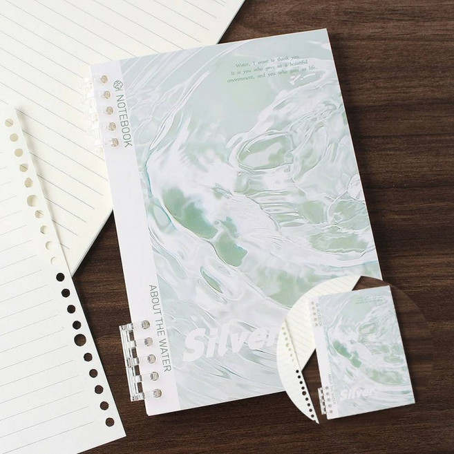 A5 루스리프 유선 노트 2p세트 60매 실버 시편필사노트 명언필사노트, 1개, 상세페이지 참조