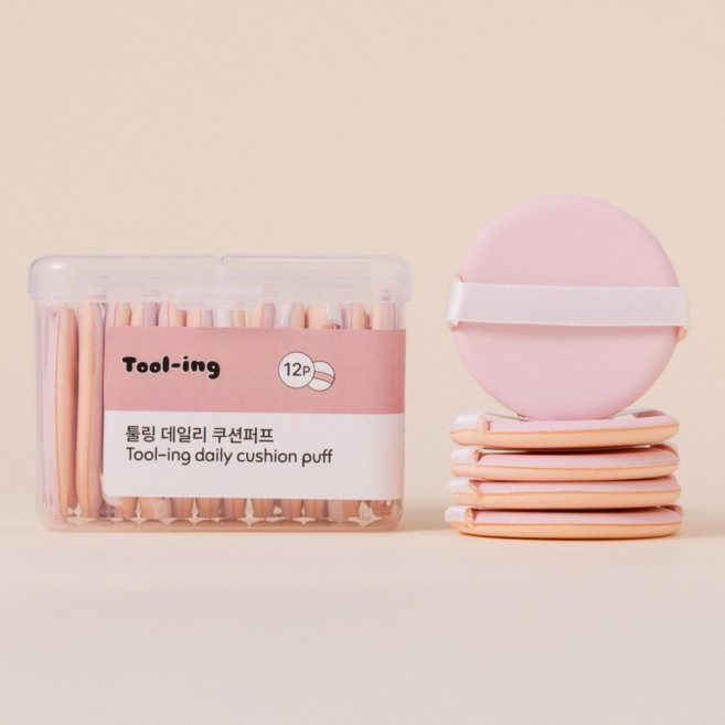 툴링 데일리 쿠션퍼프 12개입, 12개, 핑크