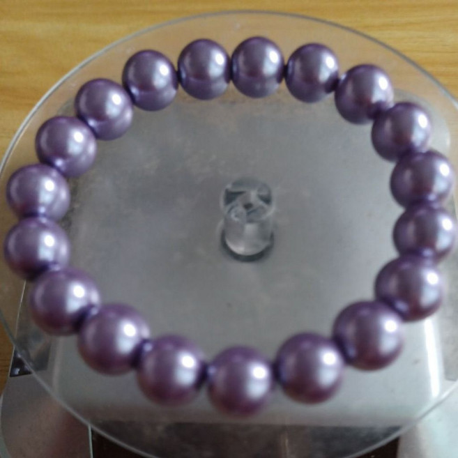 淡水貝珠圓珠手鍊 淺紫色手工串珠飾品
