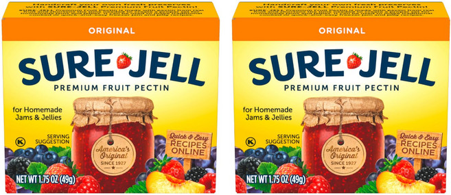 슈어 젤 프리미엄 과일 펙틴 수제 잼 및 젤리용 100% Sure Jell Premium Fruit Pectin For Homemade Jams And Jellies 100%, 1.75온스(2팩), 49.61g