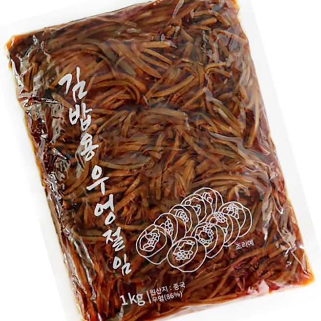 코우 우엉절임 1kg (5mm) 대용량 업소용 김밥우엉 김밥재료 저림 절임 반찬, 1개
