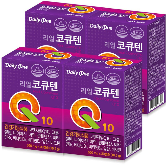 데일리원 리얼 코큐텐 코엔자임 Q10 큐텐 항산화 혈압 영양제, 4개, 16.5g