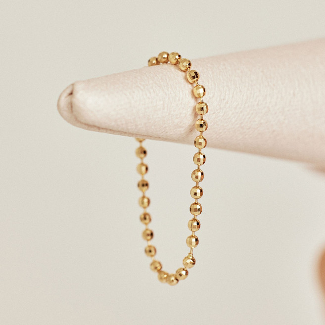 펠리체골드 14K 반짝 미러볼 반지 (+선물포장) 선물 데일리 금 심플 레이어드 골드 체인 우정반지 우정링 실반지 기념일 여성 볼반지