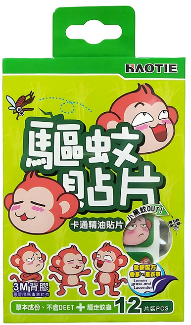 HAOTIE 好貼 草本驅蚊貼片 香茅/尤加利 精油貼片 12片裝, 1個, 香茅