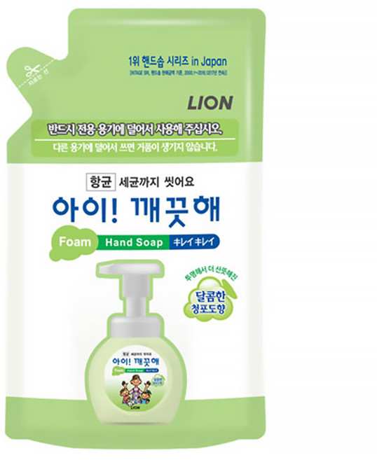 라이온 아이깨끗해 핸드워시 청포도향 리필 200ml, 단품, 1개
