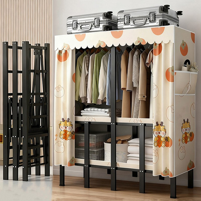 [시스슈] 조립없는접이식 철제 옷장 드레스룸 시스템 행거, 평안 복 아이