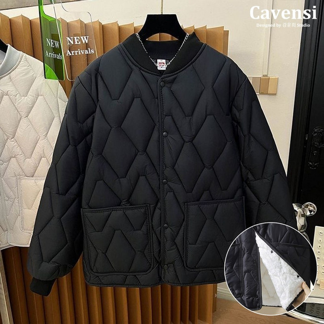 【Cavensi】輕量型保暖菱格壓紋鋪棉外套 大尺碼女
