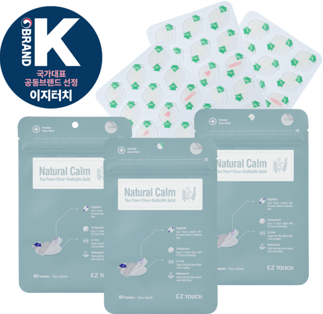 티안나게 붙이기 쉬운 이지터치 티트리+시카+살리실산 여드름 뾰루지 패치 네츄럴캄 12mm (180패치), 3개, 60개입
