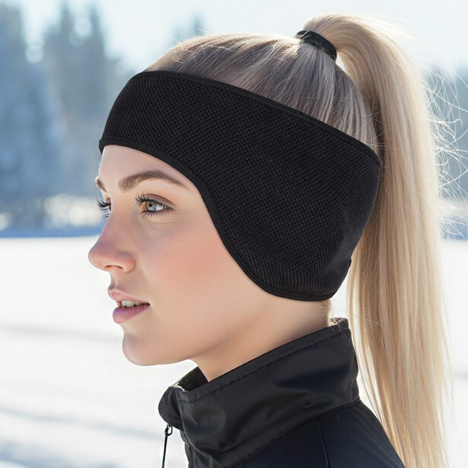 지원군몰 겨울 러닝 귀마개 헤어밴드 방한 스포츠 이어머프, 1개, 검정