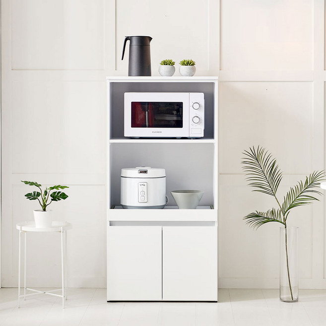레브 렌지대 600 주방 수납장 전자렌지 에어프라이어 밥솥 선반, 화이트, 2단