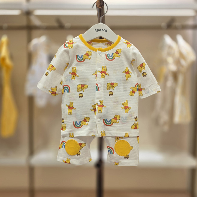 [아가방]강남점*디즈니베이비 깜찍이 컬러푸우 7부오픈내의 /바람 솔솔 면 쟈가드/매끈하고 부드러운 촉감/안심 무형광면100%