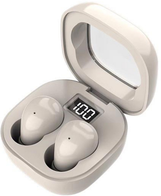 無線藍牙耳塞式耳機，輕巧舒適，電量顯示，通話清晰, 膚色, 迷你藍牙耳機