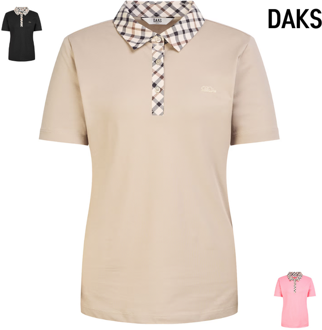 [닥스 여성 반팔티 ]DAKS 닥스 여자 반팔 티셔츠 골프의류 반팔 면티 여성의류특가 폴로티 카라티 [베이지 블랙 핑크 ]