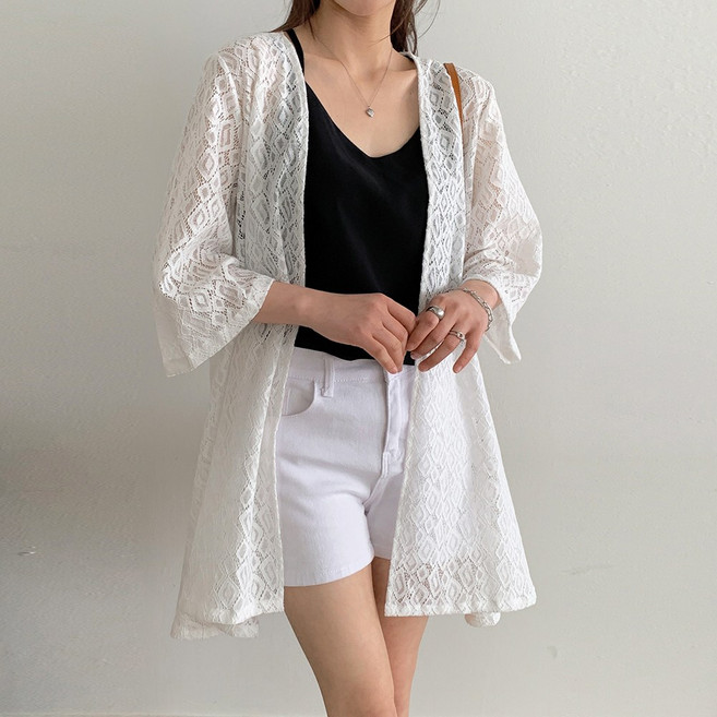 프롬코 여성 여름 레이스 로브 가디건 휴양지 바캉스룩 FRC273
