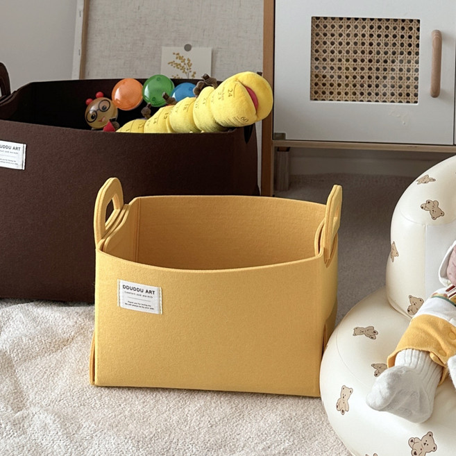 뚜뚜아트 펠트 바구니 장난감 정리함 기저귀 수납함, 1개, 05. 옐로우