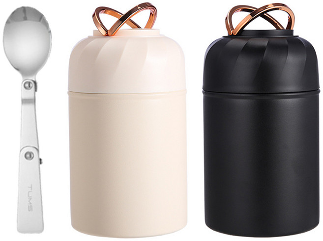 조이쥬드 304 스텐 보온 죽통 +접이식스푼 세트 보온병 500ml 보온보냉, 1개, 화이트(500ML)