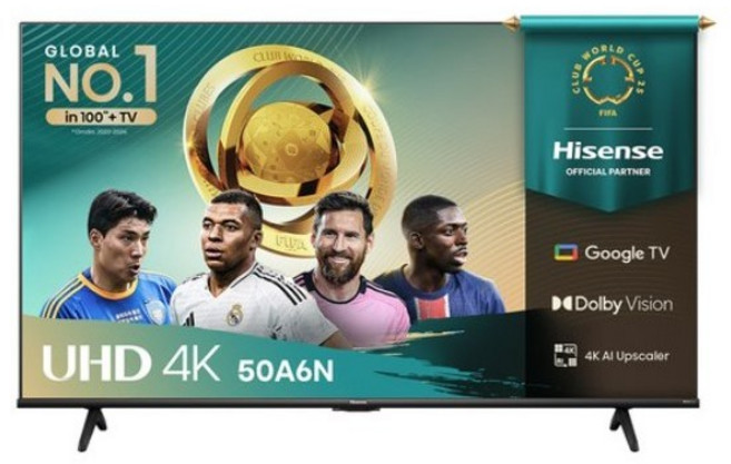 Hisense 하이센스 4K LED 구글TV, 127cm(50인치), 50A6N, 스탠드형, 고객직접설치