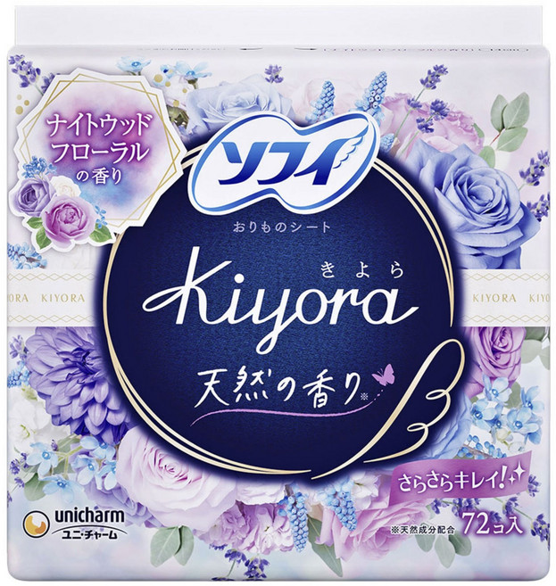 SOFY 蘇菲 Kiyora夜用型護墊 木質花香, 1包, 72片, 14cm