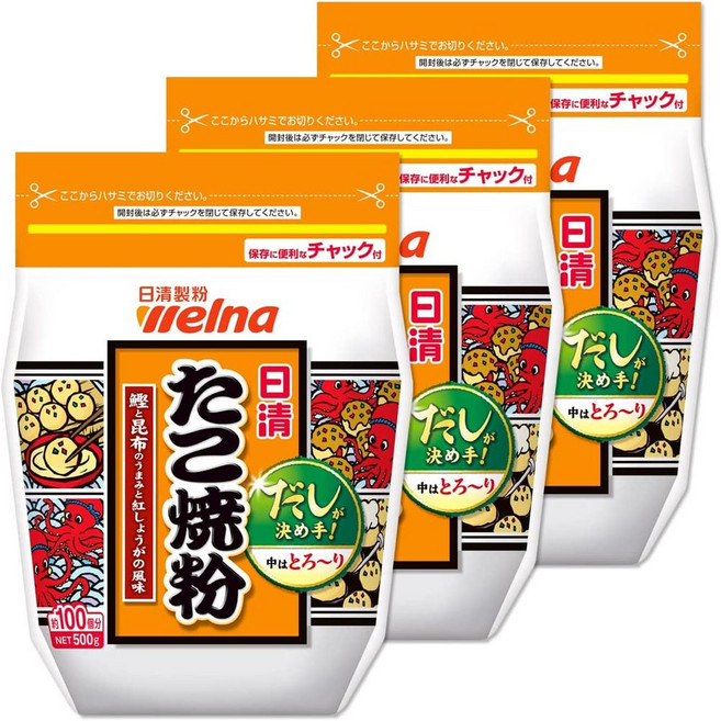 닛신제분 타코야끼 가루 믹스 500g 3봉 웰나 타코야끼 반죽