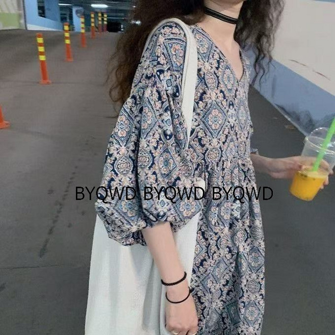 BYQWD롱원피스 여름 휴양지 원피스 휴가 바캉스 루즈핏 호캉스 에스닉 여행 필수BYQWD