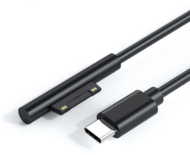 15V 3A 65W 타입 C 전원 공급 충전기 어댑터 USB PD 고속 케이블 마이크로소프트 서피스 프로 8/7/6/5/4/3, 01 검정색