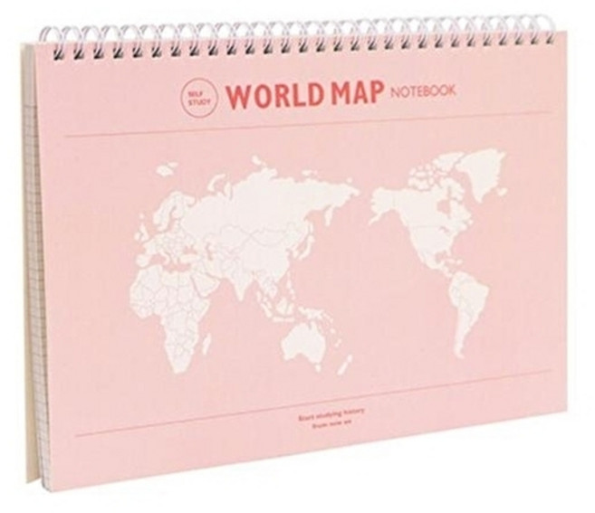 웅진북센 [인디고] 혼자공부 지도 노트 (B5 한국사 모눈노트) - 세계지도/핑크, 주식회사 인디고, 인디고(주) 편집부 지음, 없음