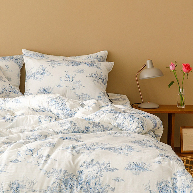 프렌치 피크닉 뜨왈 패턴 텐셀 모달 이불 베개커버 패트 침구 세트