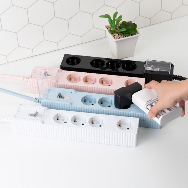 파워존 고용량 웨이브 4구 멀티탭 배선차단기 50cm 1.5m 3m 5m 7m, 블랙, 1개, 블랙