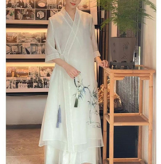 구대빵 생활한복 원피스 퓨전한복 철릭 드레스 개량 자수 쉬폰 엄마