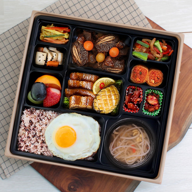 명품 도시락 1호 세트 (외피PP 투명뚜껑) 도시락 외피 일회용 도시락 덮밥 샌드위치 배달 포장박스, 1박스, 50세트