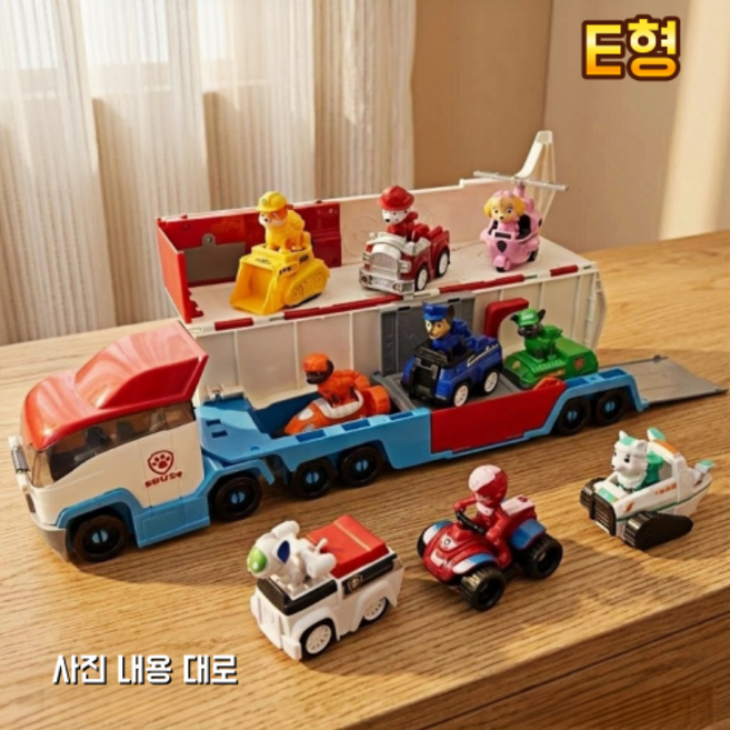 퍼피구조대 미니카 자동차완구 세트 본부트럭 생일선물, 1개, E형 9