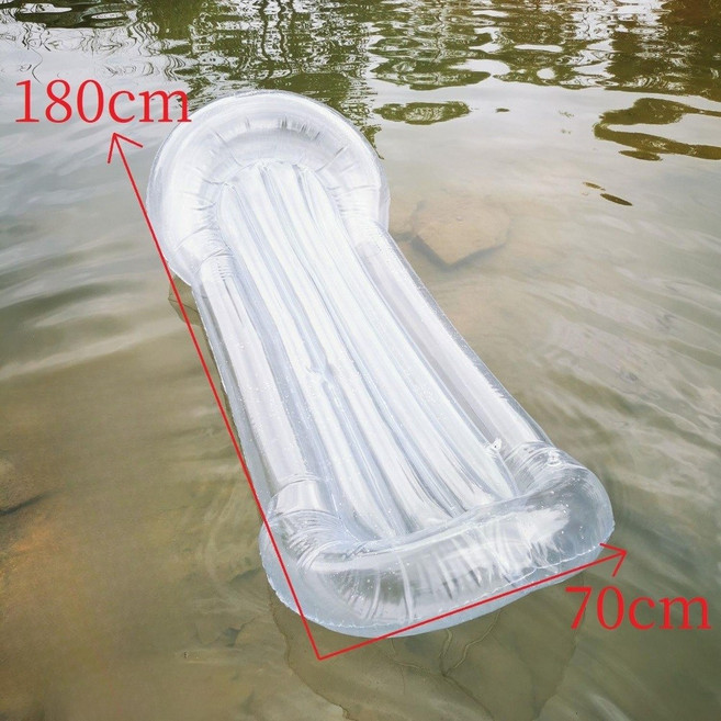 수중관찰튜브 침대 워터베드 투명해먹튜브 호텔수영장튜브 대형 해먹, 풋펌프추가 180x70cm, 1개