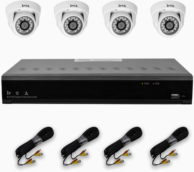화인츠 500만화소 CCTV 자가설치 4채널 실내 실외 무인 감시카메라 방범용 매장용 농막 케이블20m HDD포함 XRT4104, 실내4, 1개