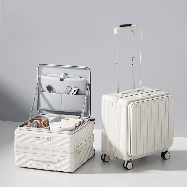 TLOML 캐리어 20인치 전면 오픈 USB 기내용 캐리어 대용량 여행용 캐리어