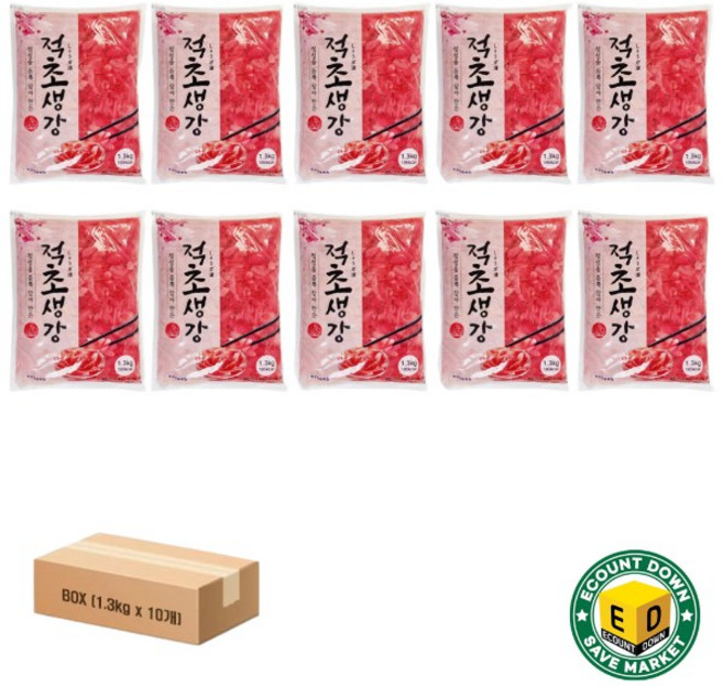 이엔푸드초생강 (적초) 1.3kg / 이엔적초생강 이엔적초 이엔초생강 초생강 생강초절임 적초생강 적초 초생강절임 초생강슬라이스 빨간초생강, 13kg, 1개