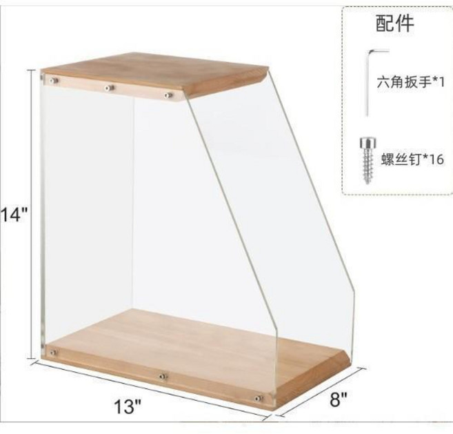 透明黑膠唱片展示架 優質木質 實木收納, 原木色33.5*35*20CM, 1個