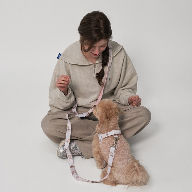 베일리펫 핸즈프리 강아지 리드줄 2.5M 길이조절 산책줄, 1개, 핑크