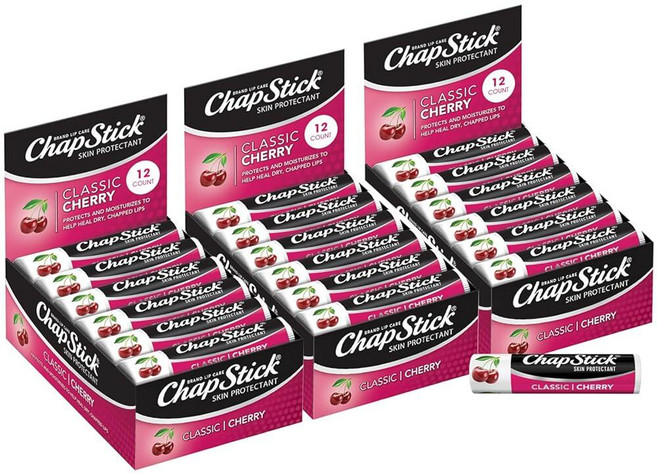 ChapStick 벌크 립밤 클래식 체리 3 - 건조한 입술용 립 모이스처라이저 각 4.3(0.15온스), ChapStick 벌크 립밤, 클래식 체리 3 - 건조