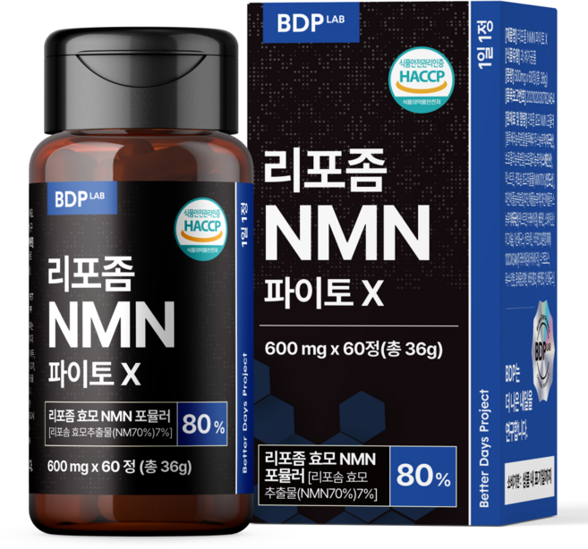 리포좀 NMN 엔엠엔 식물성 효모 식약청 HACCP 비디피랩 100% 정품 인증, 1개, 60정
