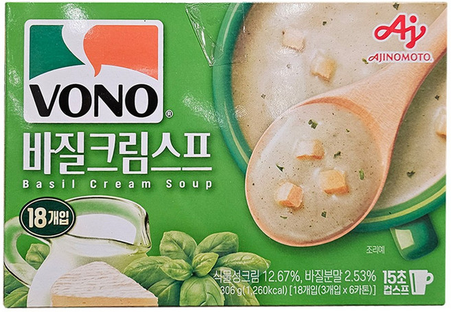 보노보노 컵스프 바질크림스프, 17g, 18개