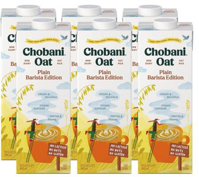 초바니 오트 밀크 플레인 오트 바리스타 에디션 상온 보관 Chobani Oat Milk Plain Oat Barista Edition Shelf Stable Non Dair, 946ml