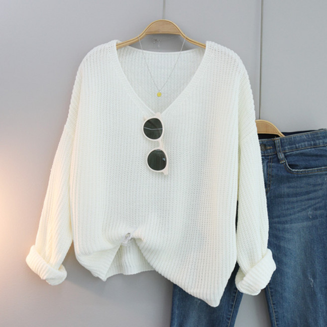 달콩 데일리하찌브이넥니트 여성 빅사이즈 긴팔